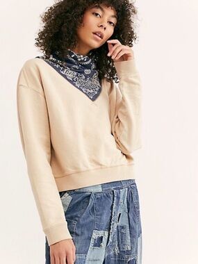 Free People Cream Crewneck Sweatshirt